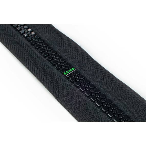 YKK VISLON Profilreißverschlüsse 8,6 mm 10V nicht teilbar schwarz mit Metallschieber