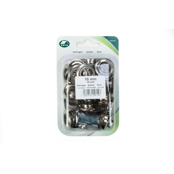 Satz ESVO Ösen Ø 16 mm vernickelt, 25 Stück