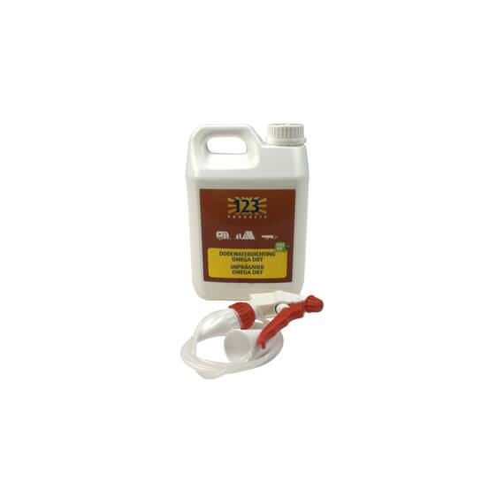 123 Products Omega Dry Imprägnier, um Zeltstoff zu imprägnieren, 2,5 Liter