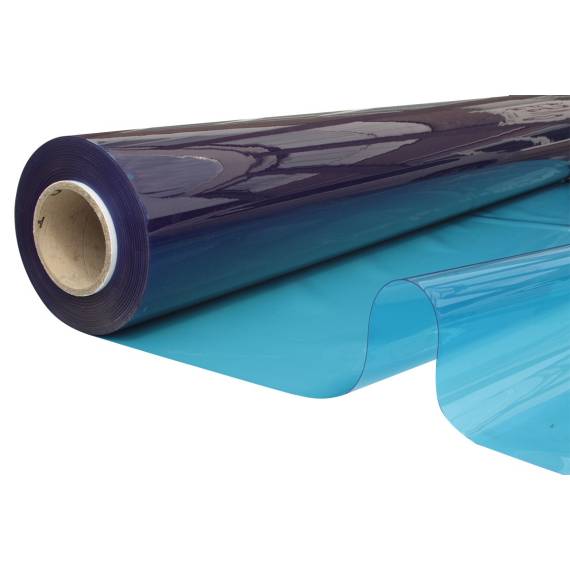 Transparant Zeltfensterfolie FR 140 cm, 0,60 mm, blauw
