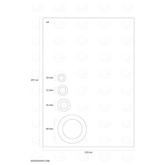 De verhouding van de ESVO zeilringen t.o.v. elkaar en een A4