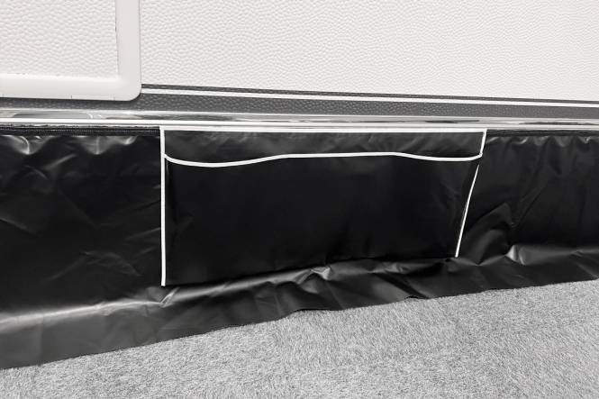 Wohnwagenschürtze / WINDBLENDE maßgeschneidert heavy duty 60 cm, mit Klettband, schwarz