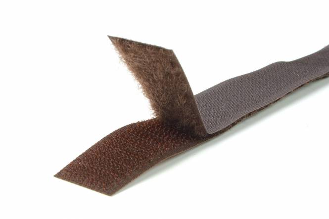 Klettband, 20 mm, braun – Flausch- und Hakenband – 29 cm, zwei Stück