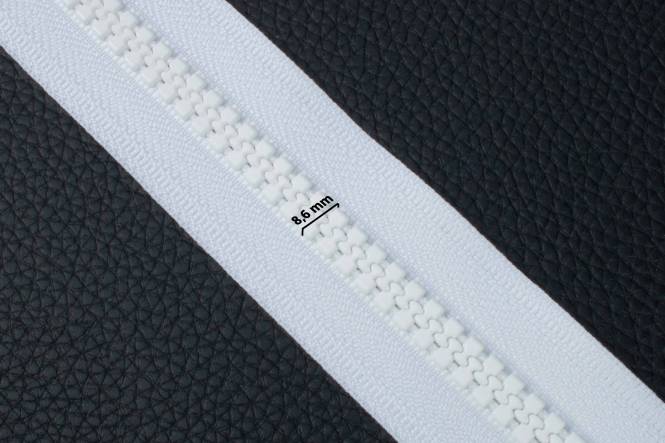 YKK VISLON Profilreißverschlüsse 8,6 mm 10 V nicht teilbar O-form weiß