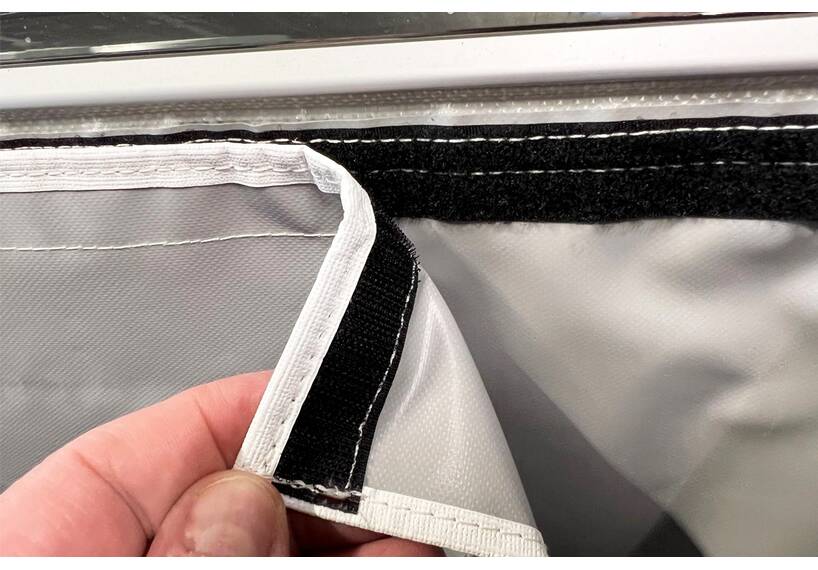 Wohnwagenschürtze / WINDBLENDE maßgeschneidert heavy duty 60 cm, mit Klettband, grau