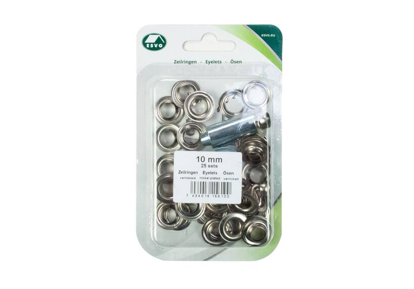 Satz ESVO Ösen Ø 10 mm vernickelt, 25 Stück