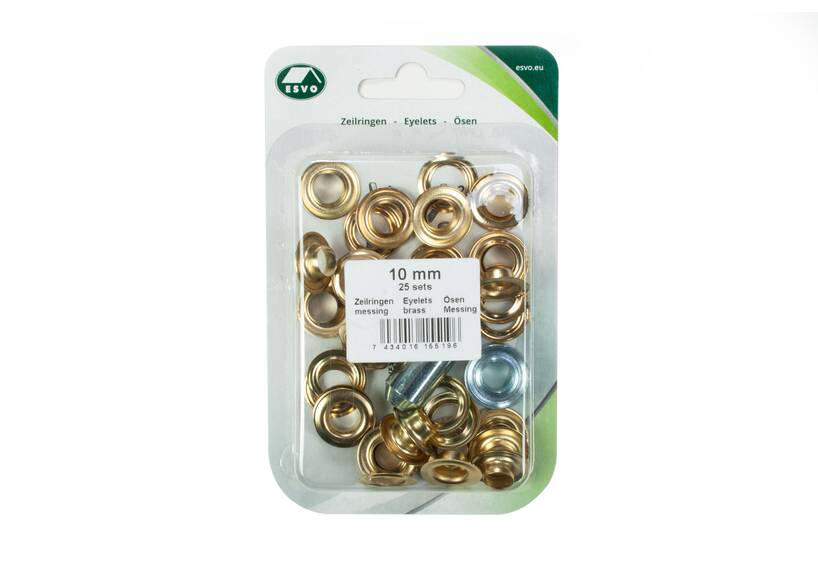 Satz ESVO Ösen Ø 10 mm messing, 25 Stück