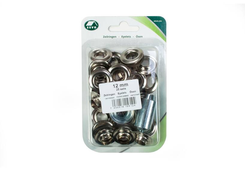 Satz ESVO Ösen Ø 12 mm vernickelt, 25 Stück