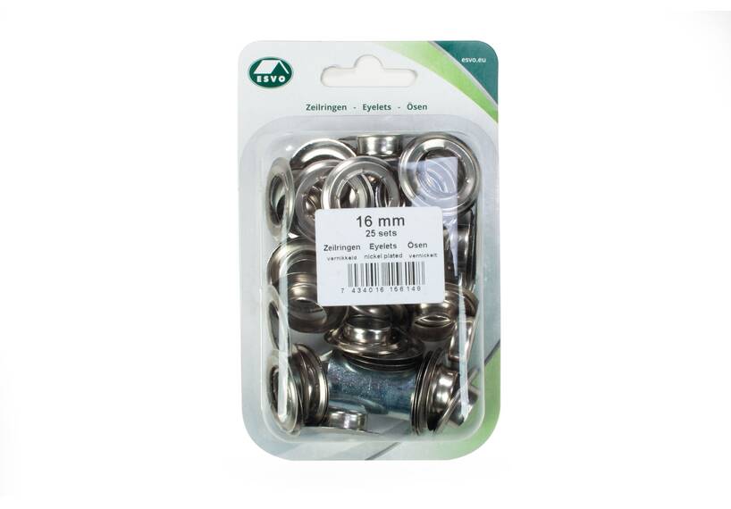 Satz ESVO Ösen Ø 16 mm vernickelt, 25 Stück
