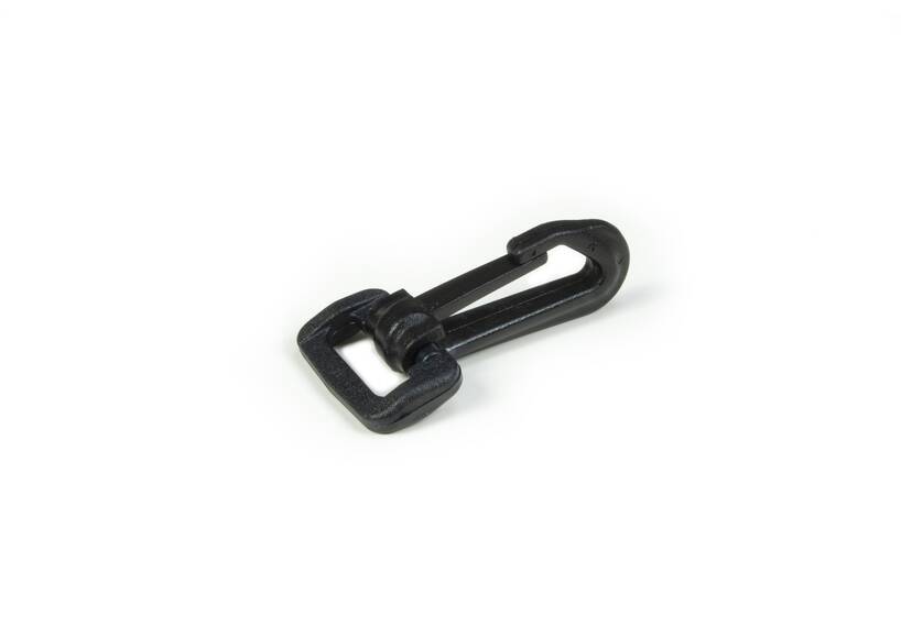 Karabiner / Musketonhaken Kunststoff schwarz für 25 mm Band