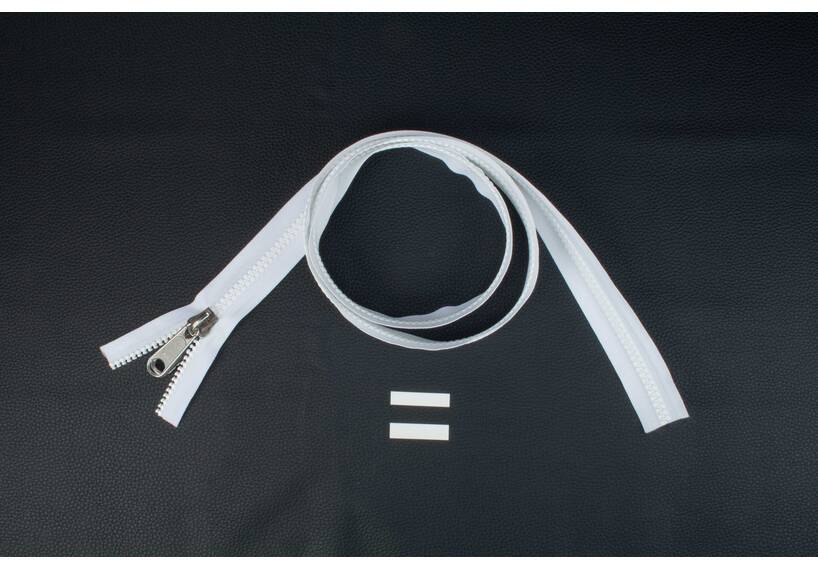 YKK VISLON Profilreißverschlüsse 8,6 mm 10V nicht teilbar weiß mit Metallschieber