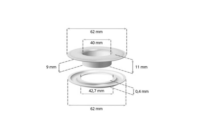 Set van 25 ESVO zeilringen Ø 40 mm messing met metalen stempel