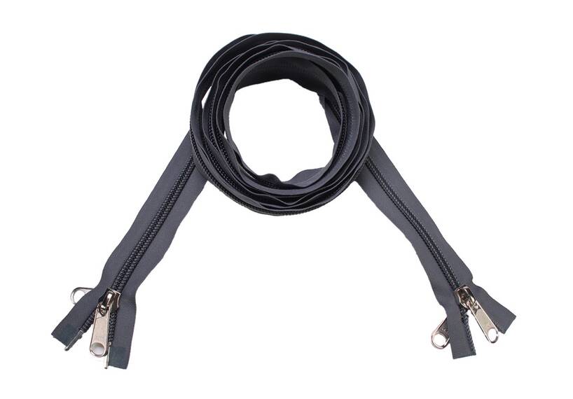 YKK Reißverschlüsse 10 mm zwei Wege teilbar grau, 200 cm